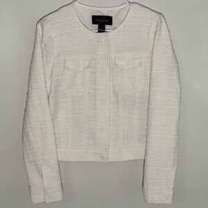 Ann Taylor Cream Textured Cropped Jacket
